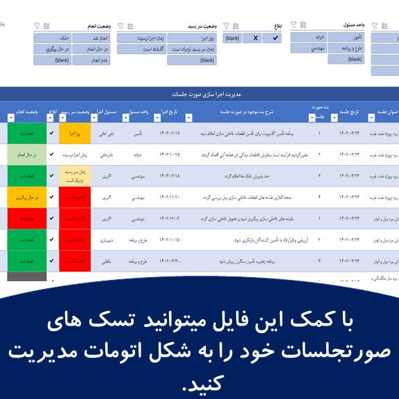 مدیریت تسک صورت جلسات